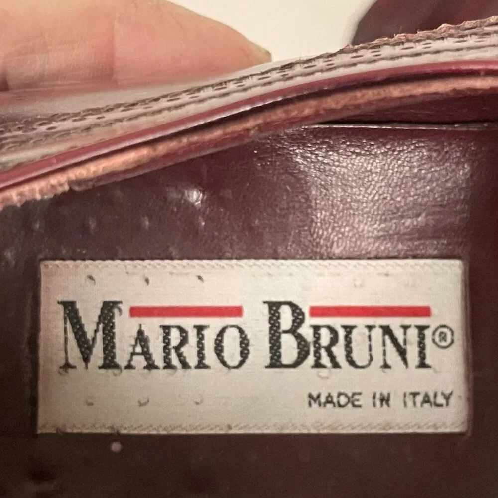 Mario Bruni Mens Size 9W Burgundy Leather Cap-Toe Oxford Loafer FREE SHOE TREES!